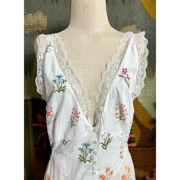 Anthropologie Floral Open Back Midi Dress L - Picture 9 of 16